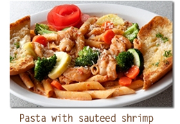 Pasta with sauteed shrimp